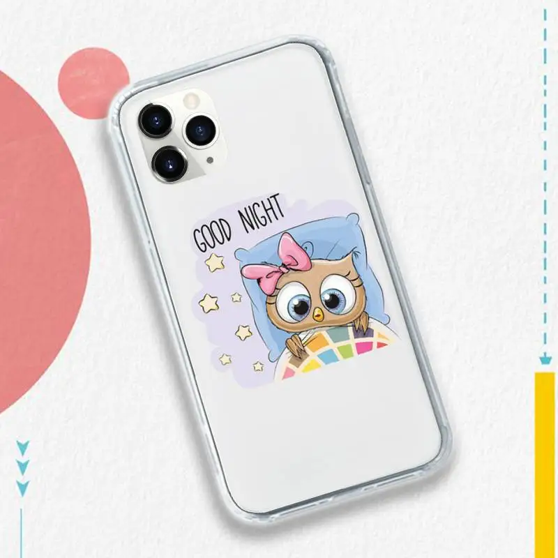 

Lovely Animal Owl Phone Cases Transparent soft For iphone 5 5s 5c se 6 6s 7 8 11 12 plus mini x xs xr pro max