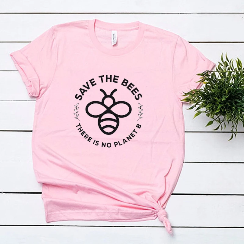 Save The Bees There Is No Planet B Slogan Print Women T Shirts Streetwear Cotton Graphic Tees Help More Tops Dropshipping | Женская
