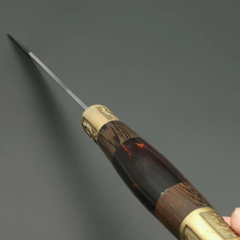ToughKeng 440c из нержавеющей стали, тактические охотничьи ножи с фиксированным лезвием, венге, дерево+ смола+ латунная ручка, нож для выживания на открытом воздухе