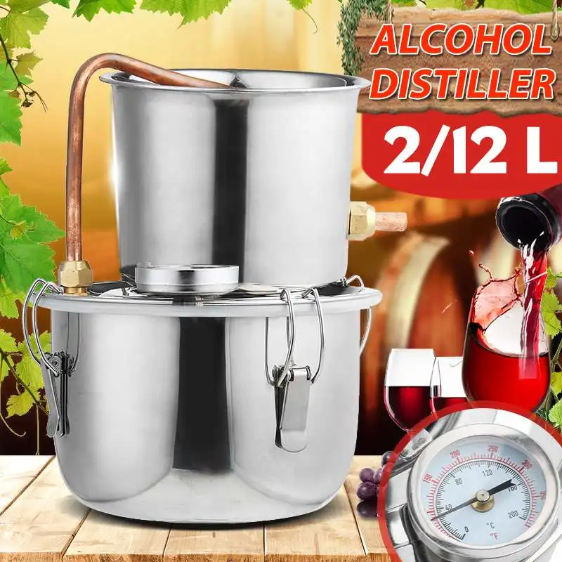 

Медный самодельный дистиллятор Moonshine 2/12L комплект для пивоварения эфирное масло медь для дома Вода Вино Нержавеющая сталь DIY эффективное эф...