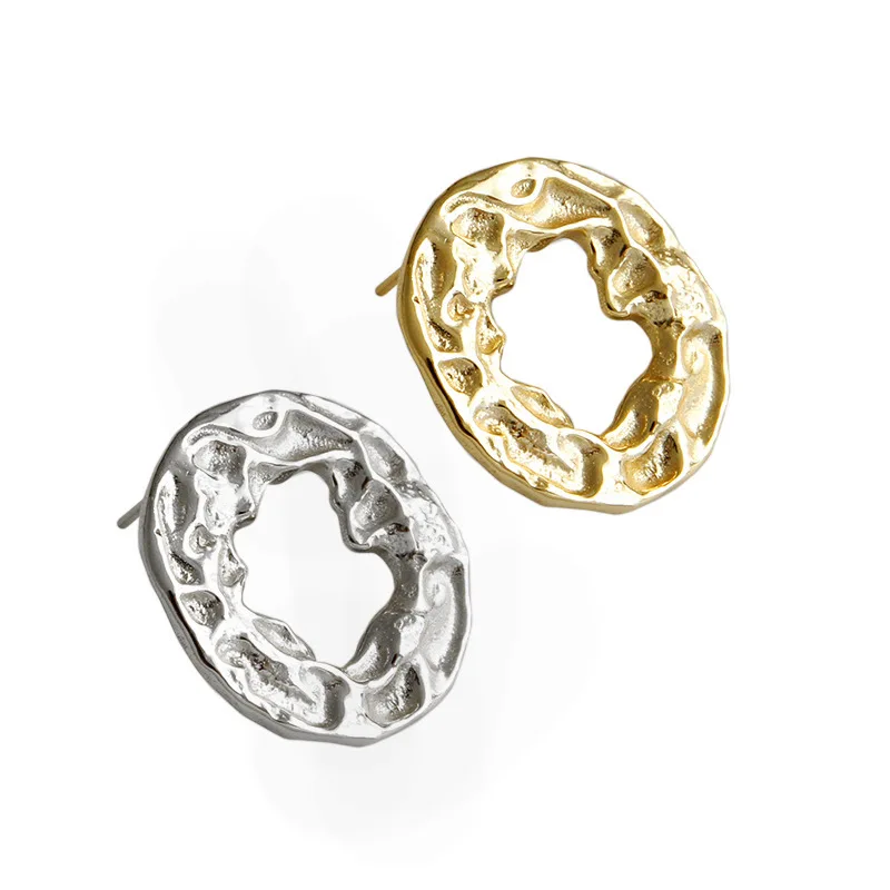 

earring INS irregular geometrical circle temperament of concave and convex surface wrinkles stud earrings earrings
