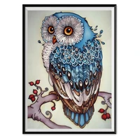diy 5d animal round diamond painting blue owl diamond embroidery mosaic pattern cross stitch home christmas decoration painting