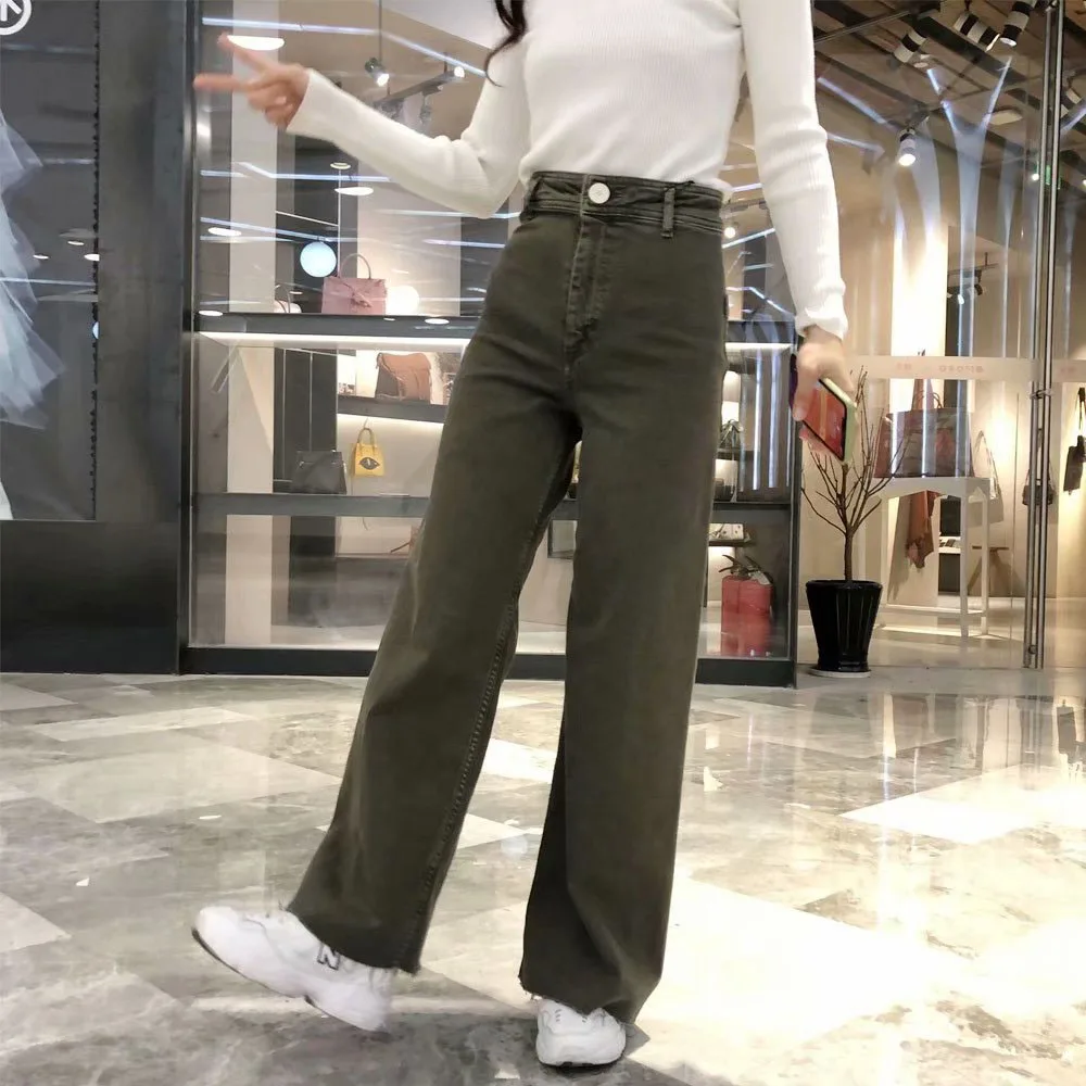 

Spring New retro multicolor jeans high waist slimming women's 2021 New straight loose casual wide leg trousers