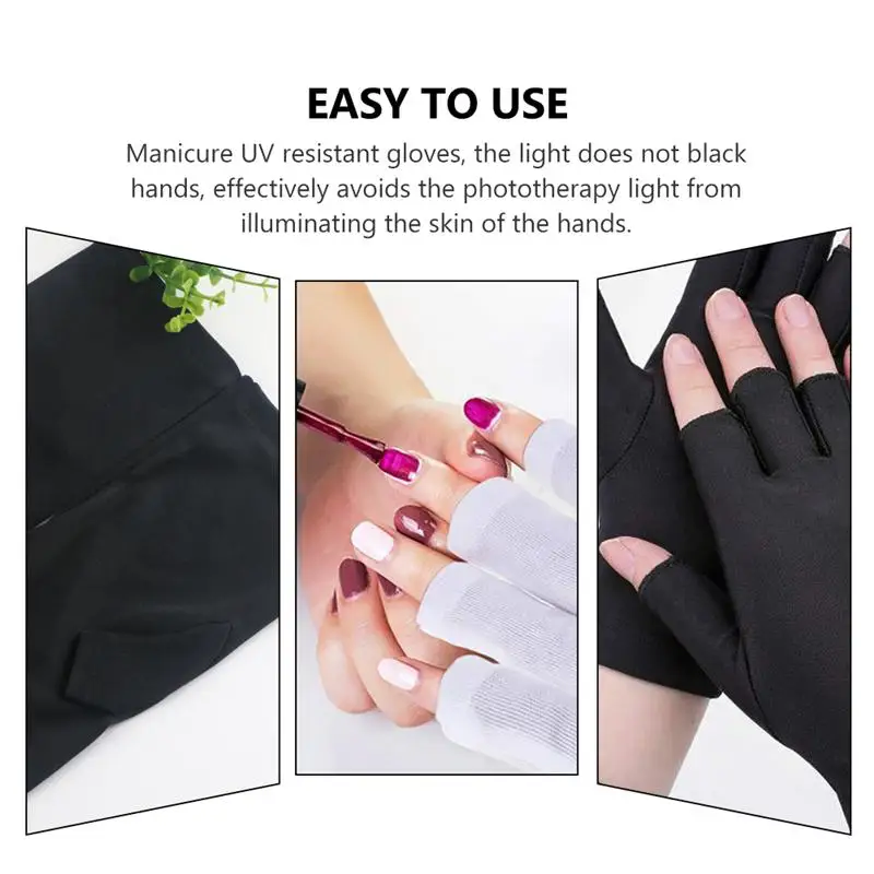 

3 Pairs Nail Art UV Protective Gloves Anti-black Fingerless Phototherapy Gloves