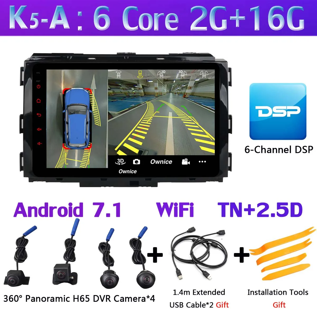 K5-A 360°4×AHD панорамная камера Android 9,0 4G SIM 8 ядер 4 Гб+ 64 Гб SPDIF DSP CarPlay Автомобильный плеер для Kia Carnival- gps радио - Цвет: K5-A