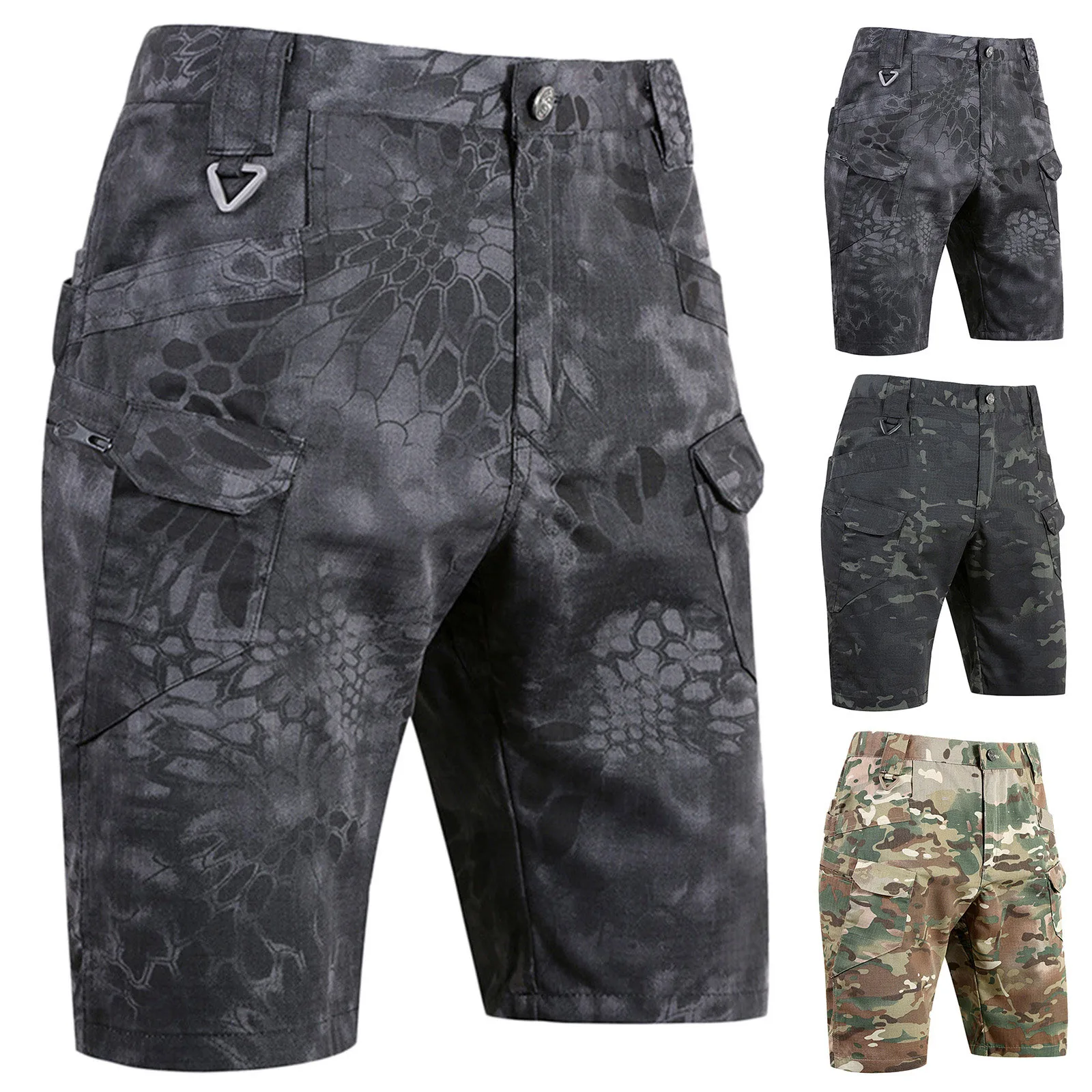 

Men's Tactical Camo Cargo Shorts Waterproof And Scratch-Resistant Multi Outdoor Pocket Male Shorts Urban Military Sweatpant A20