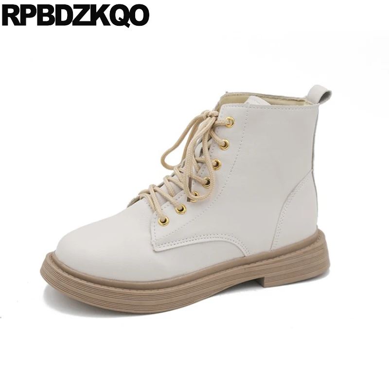 Женские ботинки на шнуровке черные водонепроницаемые ботильоны с круглым носком