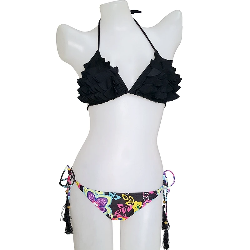 Женский купальник новинка 2020 бикини топ с цветами женский пляжный комплект