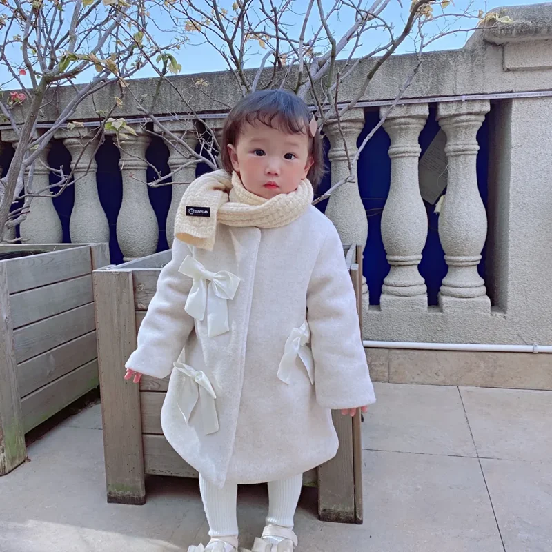 

1-10 Y Windbreaker Jacket Girls Kid Outfits Baby Girls Coat Winter Thicken Autumn/Winter New Children Thicken Padded Woolen Coat