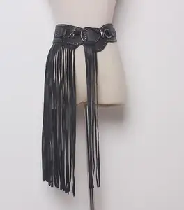 Женский широкий пояс из искусственной кожи, с кисточками, для подиума, для платья, пальто, корсета, пояс, декоративный пояс R1737