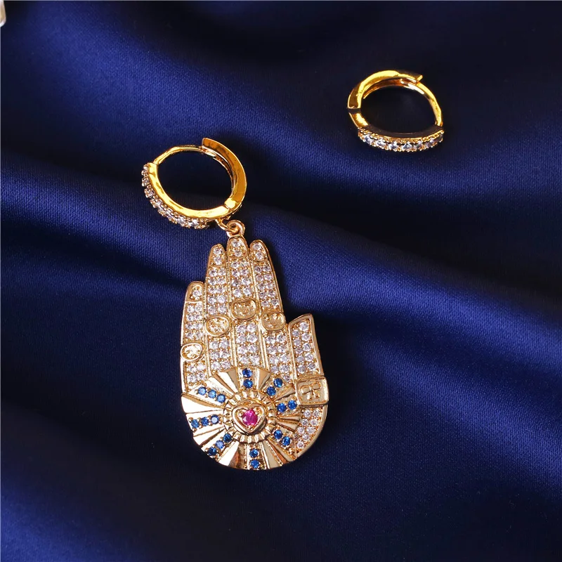 925 стерлингового серебра Асимметричный желтый золотой цвет Хамса рука