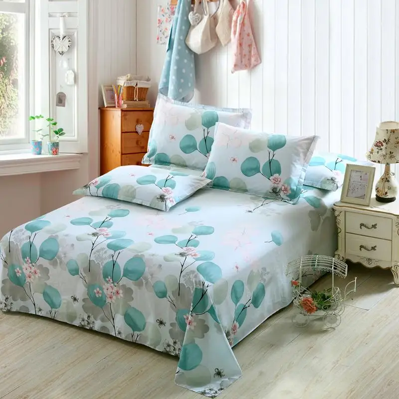 

3pcs Sheet Set Include Pillowcases Luxury Cotton Bed Flat Sheets Color Double Twin Full Queen King Soft Linen Flowers Bedding