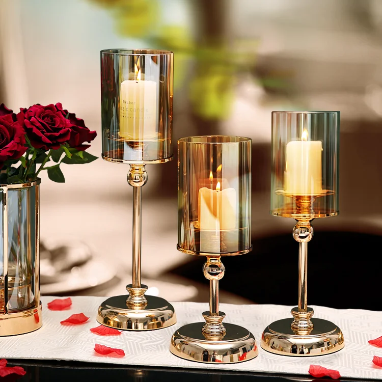 

Подсвечник в Европейском стиле, роскошный романтический элегантный хрустальный стеклянный подсвечник, подсвечник для обеденного стола, ук...