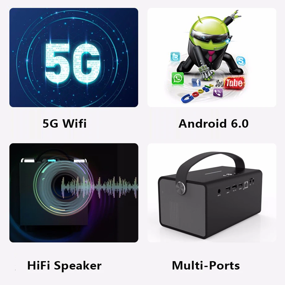 Smartldea New 4K 3D V7 projector android wifi bluetooth proyector portable home smart beamer Build in speaker with Zoom HDMI USB