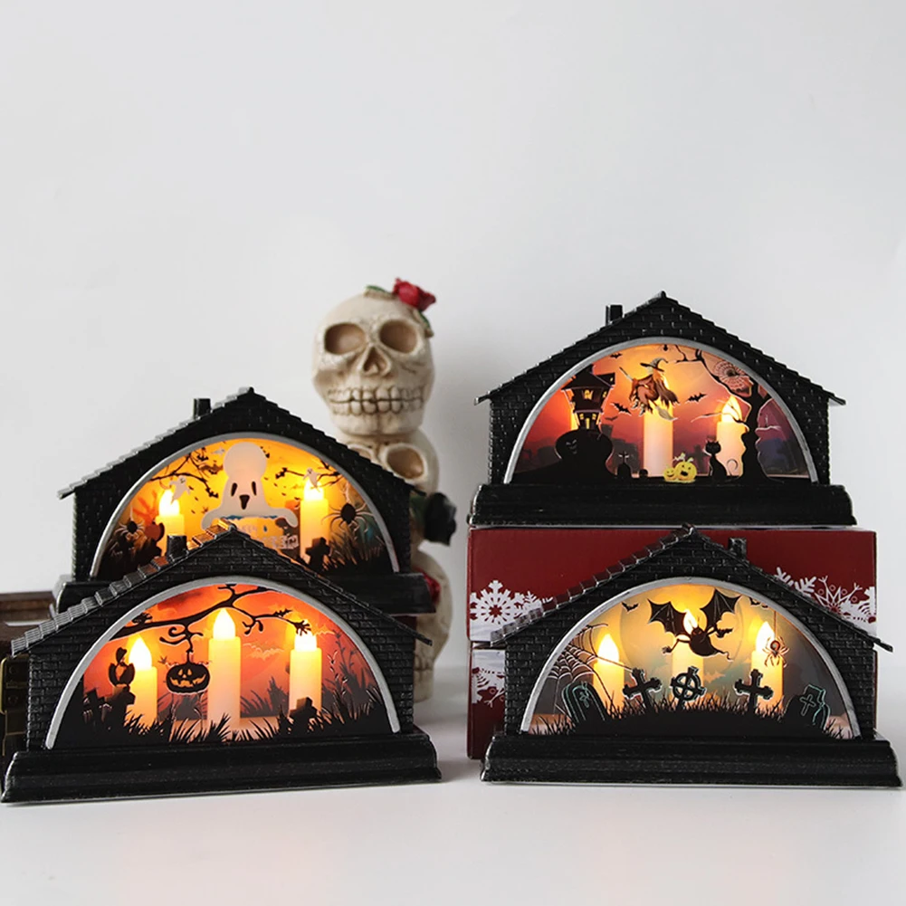 

Имитация дома на Хэллоуин СВЕТОДИОДНЫЙ ночсветильник Тыква череп смешной дом светсветильник для Хэллоуина вечерние НКИ дома бара макет Де...