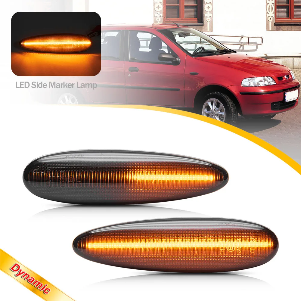 

2x For Fiat Strada Marea Bravo 99-01 Palio Albea 2002-2006 Led Amber Side Marker Indicator Light Sequential Turn Signal Lamp