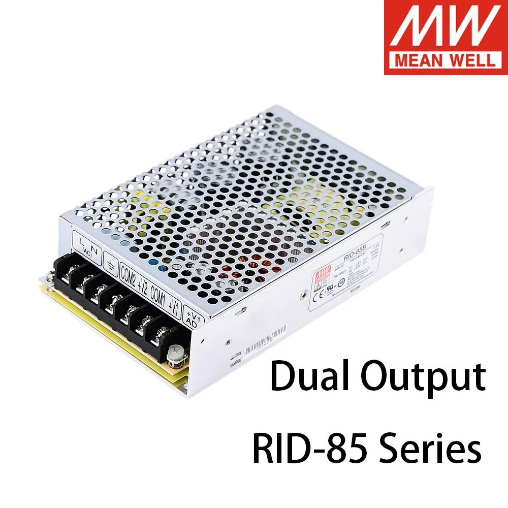 

Mean Well RID-85 Series 110V 220V AC To DC RID-85A 5V 8A 4A 12V RID-85B 5V 8A 24V 2A 88W Dual Output Switching Power Supply