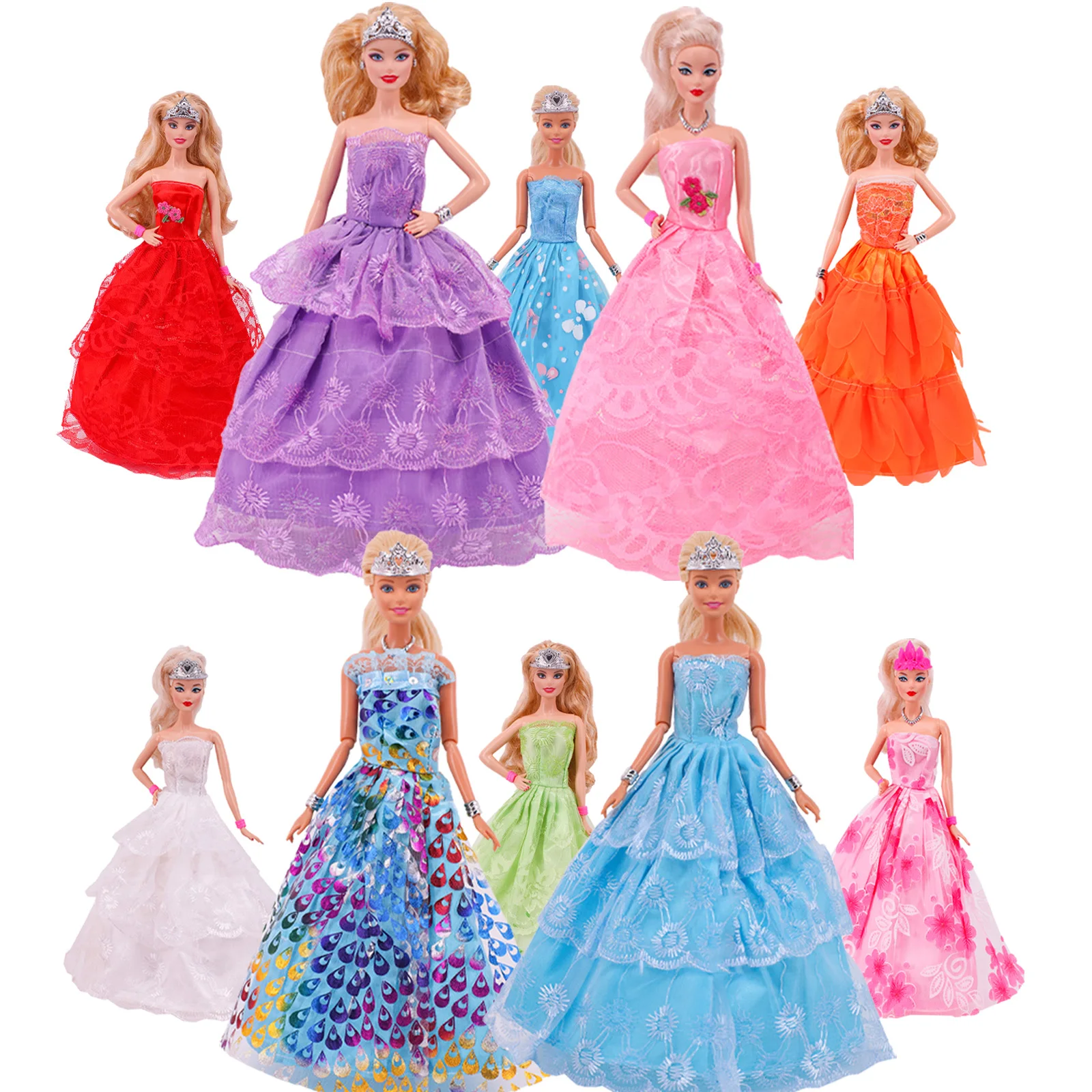 

Star Product Doll Princess Gown Skirt Wedding Dress Clothes Fits 11.8Inch Barbies Doll,30CM BJD,Girl DIY Toys Doll Accessories