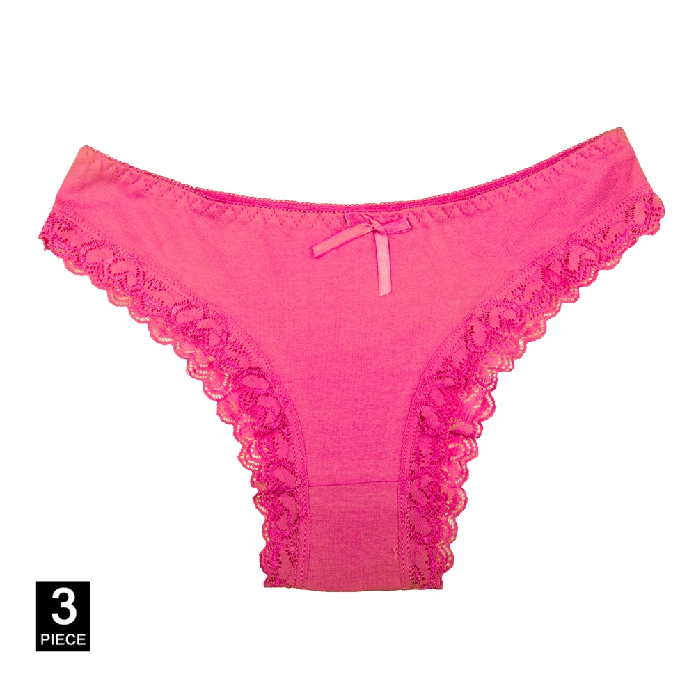 Rose red-3 pcs Женские трусики, сексуальные кружевные трусы из хлопка для девочек, нижнее белье, женское нижнее белье, чашечки расположены рядом белье M-XL 3 шт./упак. дропшиппинг - Цвет: Rose red-3 pcs