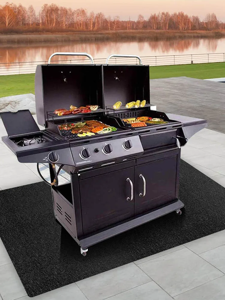 

Outdoor Easy To Clean Reusable Under The Deck Grill Mat Under Grill Protective Mats For Patios For Camping Hiking Barbecue BBQ