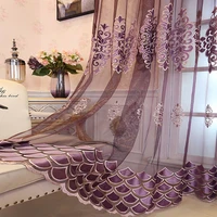 purple delicate fishtail lace hem classic european tulle curtains for living room luxury bedroom windows voile gauze drapes 3