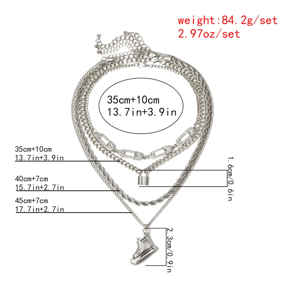

Salircon Goth Rhinestone Paperclip Chokers Necklaces for Women Kpop Shoe Lock Pendants Necklace Christmas Jewelry on the Neck