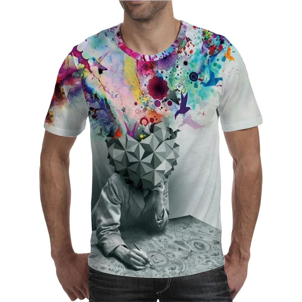 

2021 new 3D men's t-shirt horror ghost t-shirt men's summer fun 3D printing tshirt street style top student Best-selling Graphic