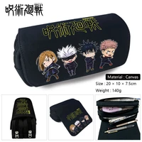 anime jujutsu kaisen canvas double layer pencil cases cute pen bag box pouch cases office school cosmetic pencilcase stationery