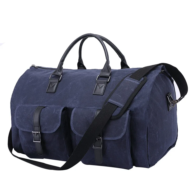 

New Garment Travel Bag with Shoulder Strap Duffel Bag Carry on Hanging Suitcase Clothing Business Bags Multiple Pockets blue