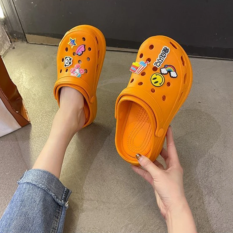 

New Muffin Bottom Cave Shoes Thick Bottom Women's Non-Slip Sandals 2021 Korean Version Of Lazy Beach Shoes Female Slippers