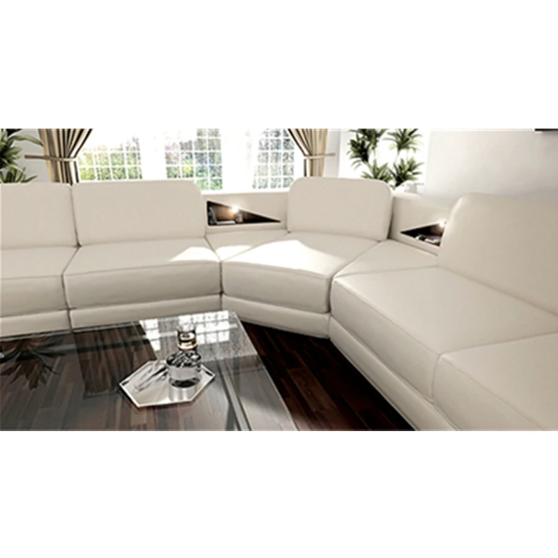 U-образный оранжевый цвет натуральная кожа откидные диваны гостиная набор для