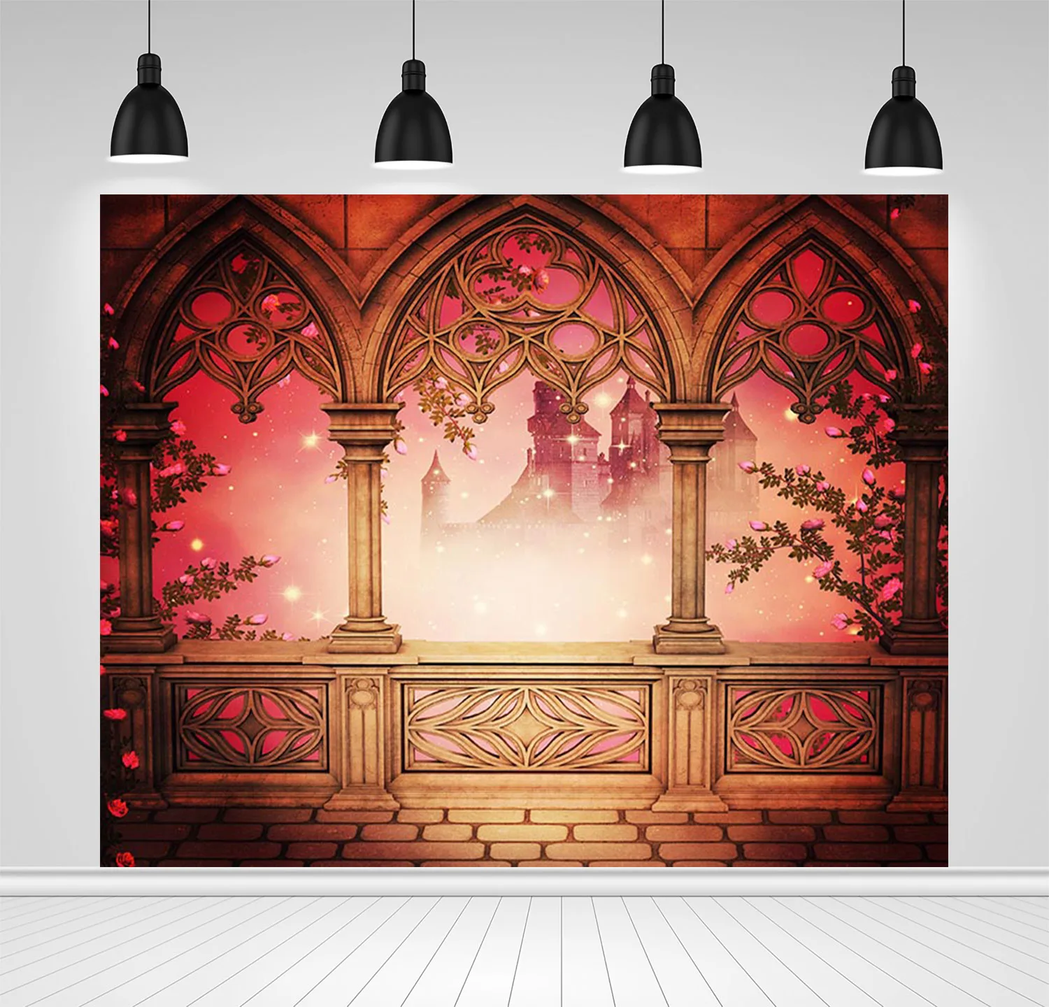 

Фон для фотосъемки в винтажном стиле с изображением старой Арки Здания замка розового цветка фон для свадебного портрета ребенка реквизит ...