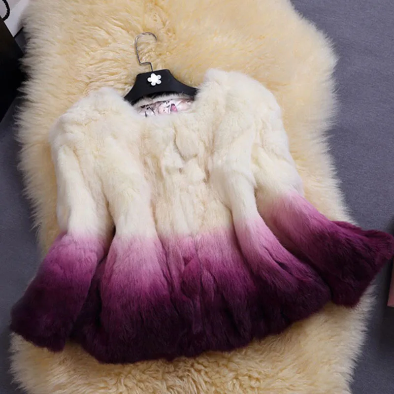 

Top Quality Temperamental Fur Coat OLGITUM Winter Soft Imitation Rabbit Short Color Matching Fur Outwear Mujer Female Jacket