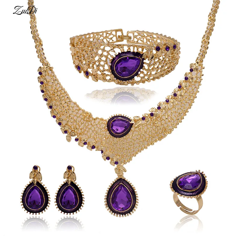 

ZuoDi Fashion statement Bridal jewelry set Wholesale Dubai gold Jewelry Set Nigerian Wedding woman accessories jewelry set Brand