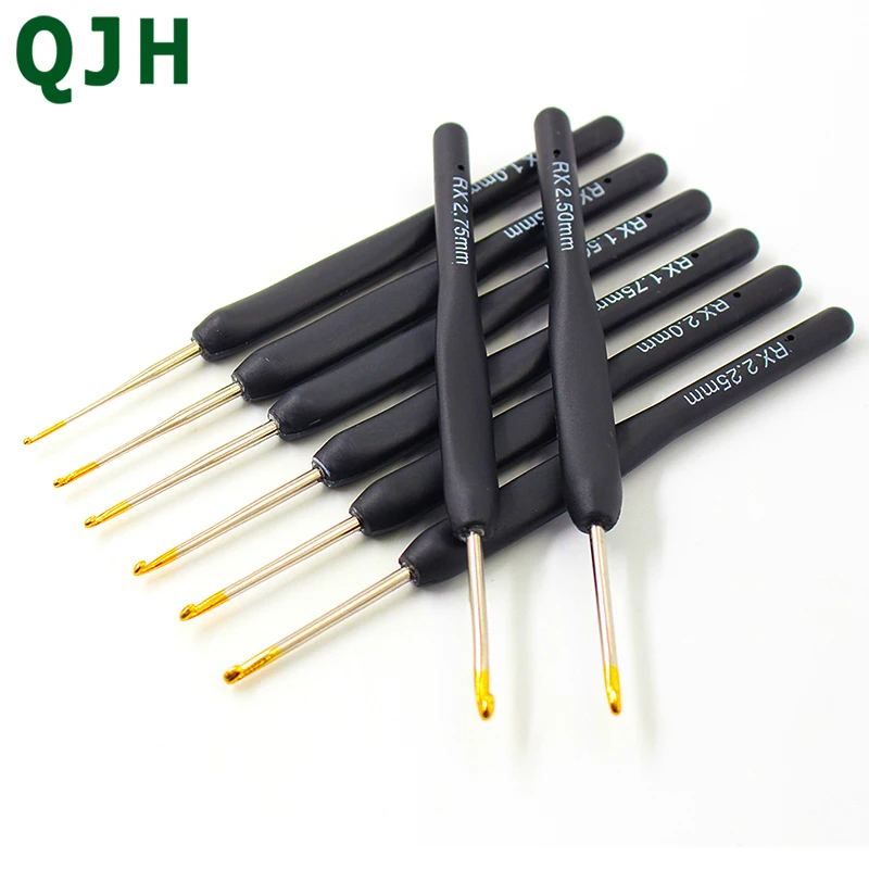 8 размеров черные вязальные спицы с мягкой пластиковой ручкой смешанные