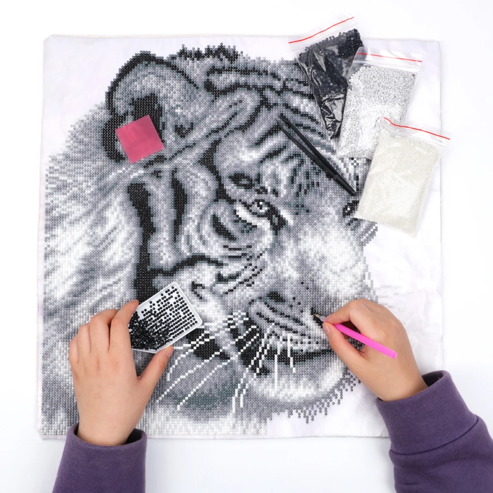 

DIY Pillow Case Diamond Paintings Tiger Cushion Cover Replacement Decor Mosaic Cross Stitch Kit Embroide Cushions Decor