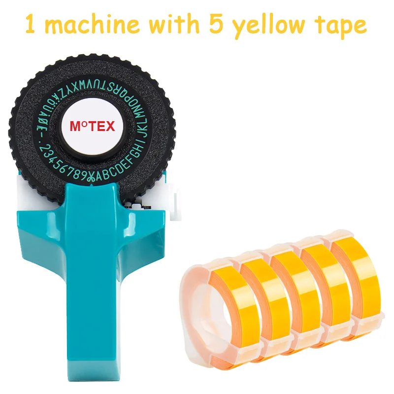 Небесно-Голубой MoTex E101 принтер мини DIY Ручная Совместимость для dymo 3D тиснение ручная лента ручная машинка надпись машина - Цвет: machine add 5 yellow