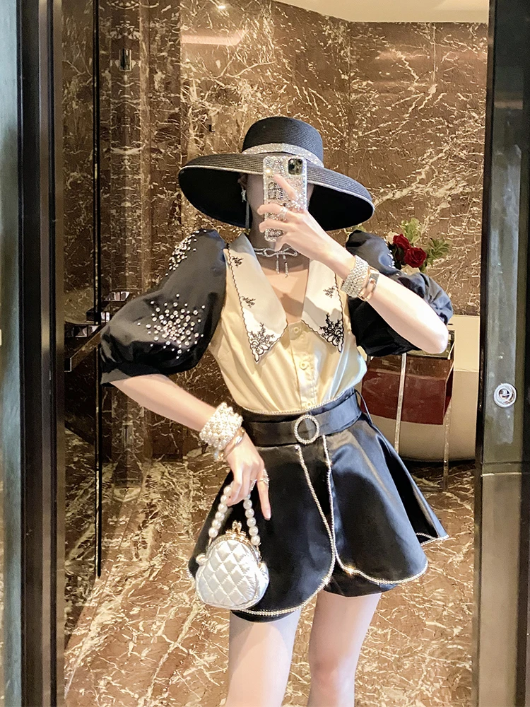Summer Hepburn style suit light mature style women's wear 2020 new shorts, two pieces of foreign style, European goods