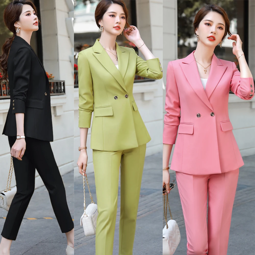 Pink suit female fashion goddess Fan professional dress host is wearing the president of autumn and winter quality suit