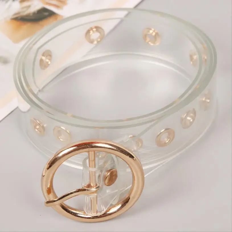 

Transparent Plastic Simple All-match Rivet Ladies Belt Trousers