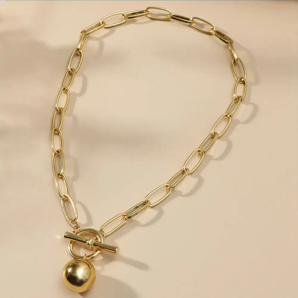 Женское Ожерелье-цепочка с большим шариком из металлического сплава | Украшения