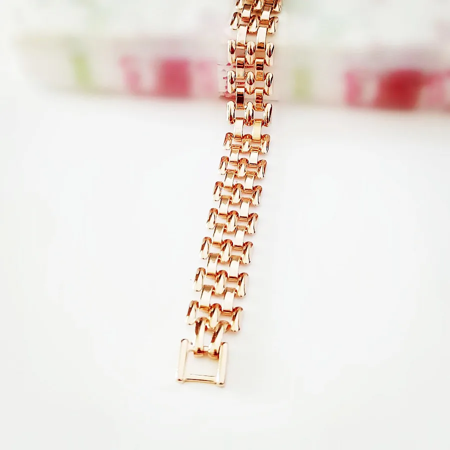 

New Women Bracelet Trendy 585 Rose Gold Color Women Jewelry Fashion 19CM Long Hand Catenary Link Lady Bracelets