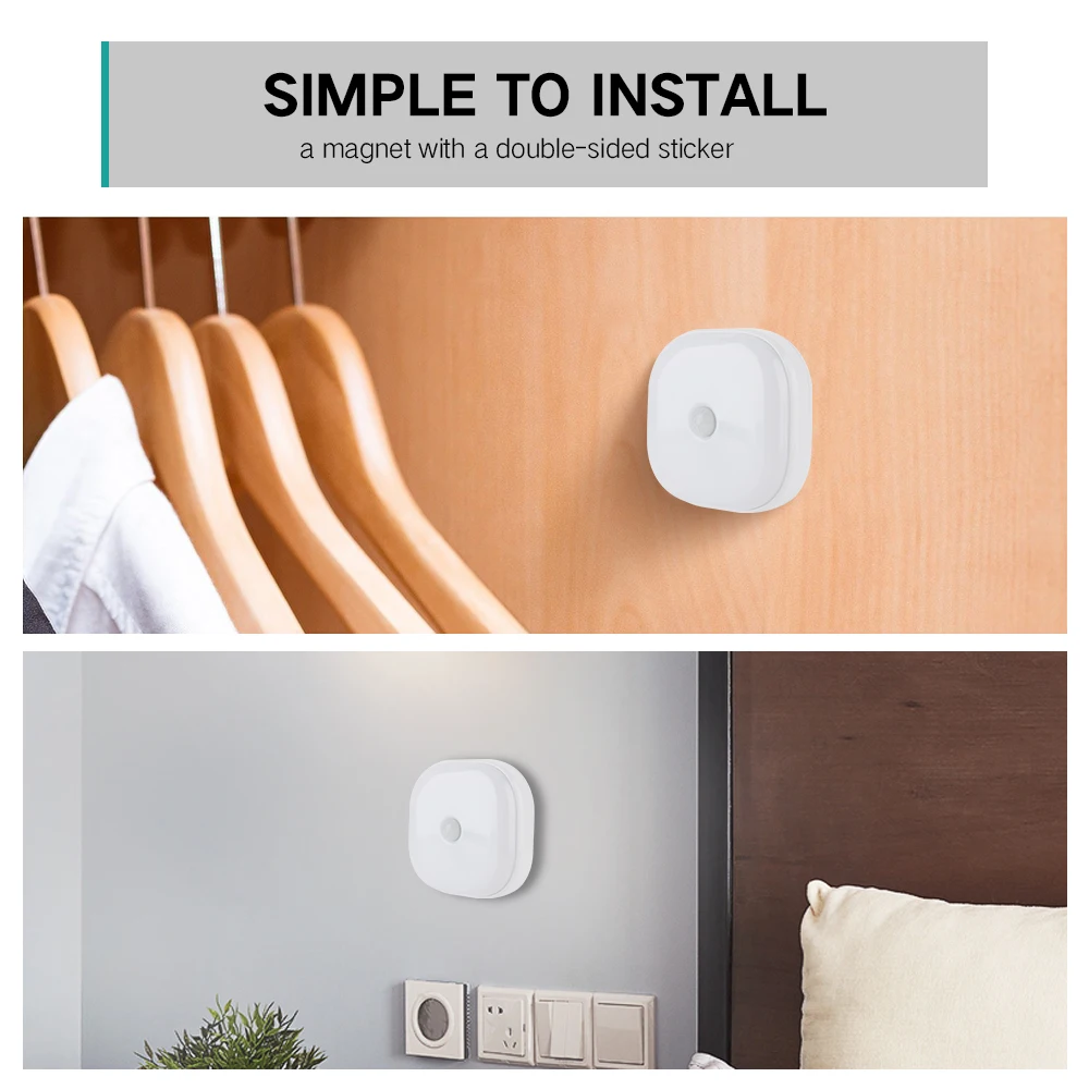 10 светодиодов PIR датчик движения Ночной светильник лампа для спальни кухни