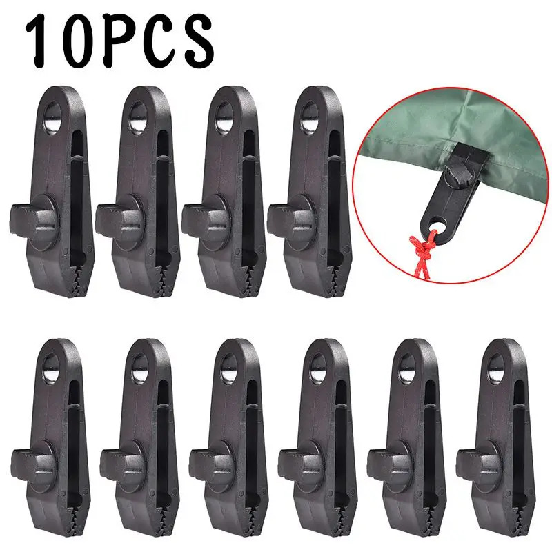 

10pcs Outdoor Camping Tools Clamp Awning Accessory Car Boat Cover Tent Tie Down Emergency Tarp Clips 1 - 2 Person Tent
