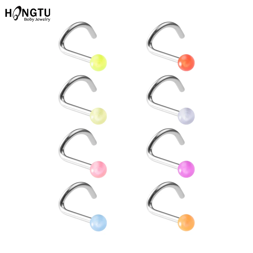 5 шт. светящиеся винт кольцо для носа серьги-гвоздики женщин модные хирургический