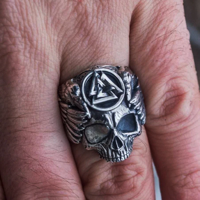 Мужское Винтажное кольцо с черепом из нержавеющей стали в стиле викингов