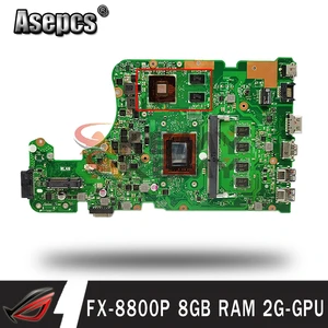 akemy for asus x555yi x555ya x555d a555dg x555qg x555y notebook mainboard motherboard fx 8800p cpu 8gb ram 2g gpu tested full ok free global shipping