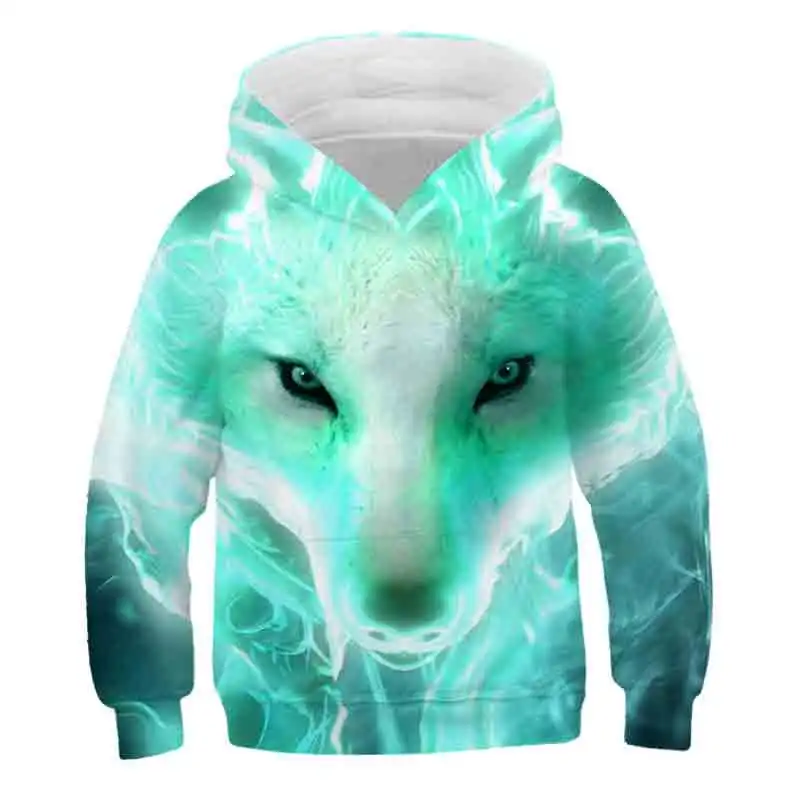 

2021 3D Print Wolf Boys Hoodies Coats Spring Autumn Outerwear Kids Hooded Sweatshirt Clothes Children Long Sleeve Pullover Tops