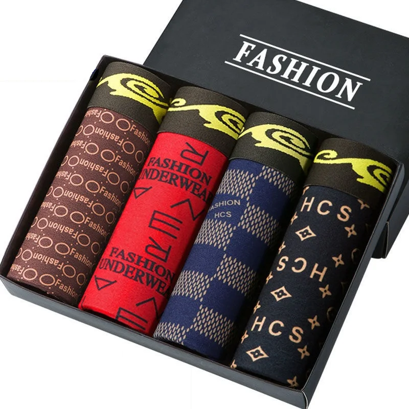 Мужские трусы 4 шт./лот модное нижнее белье боксеры брендовые размеры от M до 3XL |