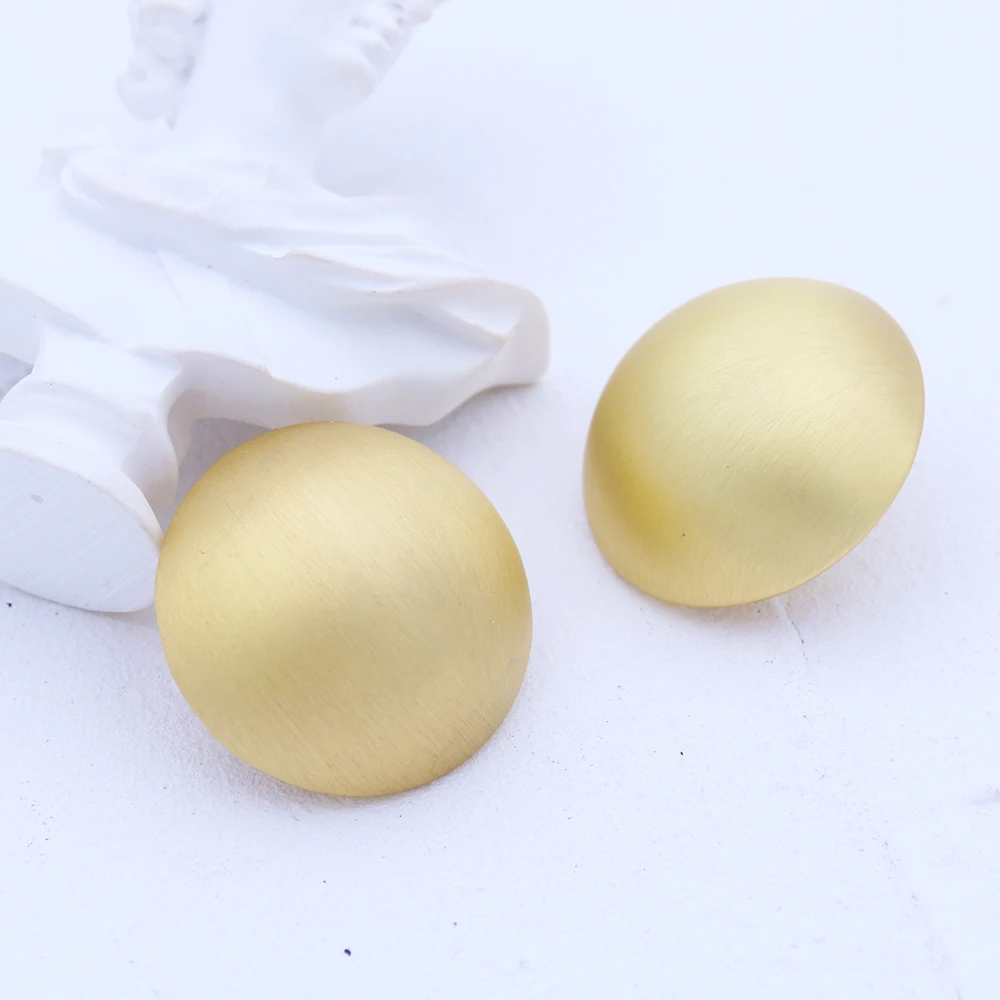 3CM New Fashion Gold Color Matte Metal Button Stud Earrings Minimalist Round Coin For Women Party Weddings Jewelry Gift | Украшения и
